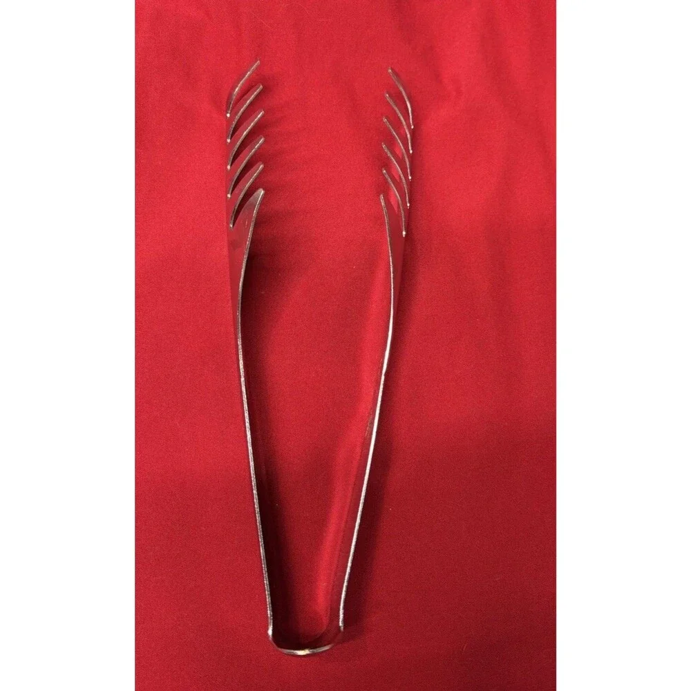 Vintage EKCO Chromium Plated Tongs Serrated Teeth USA Kitchen BBQ Tool 7